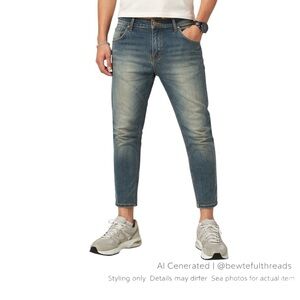 Diesel W34 Blue Slim Tapered Cropped Jeans Streetwear
